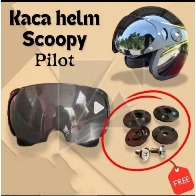 Kaca helm scoopy bonus baut / kaca helm pilot bonus baut