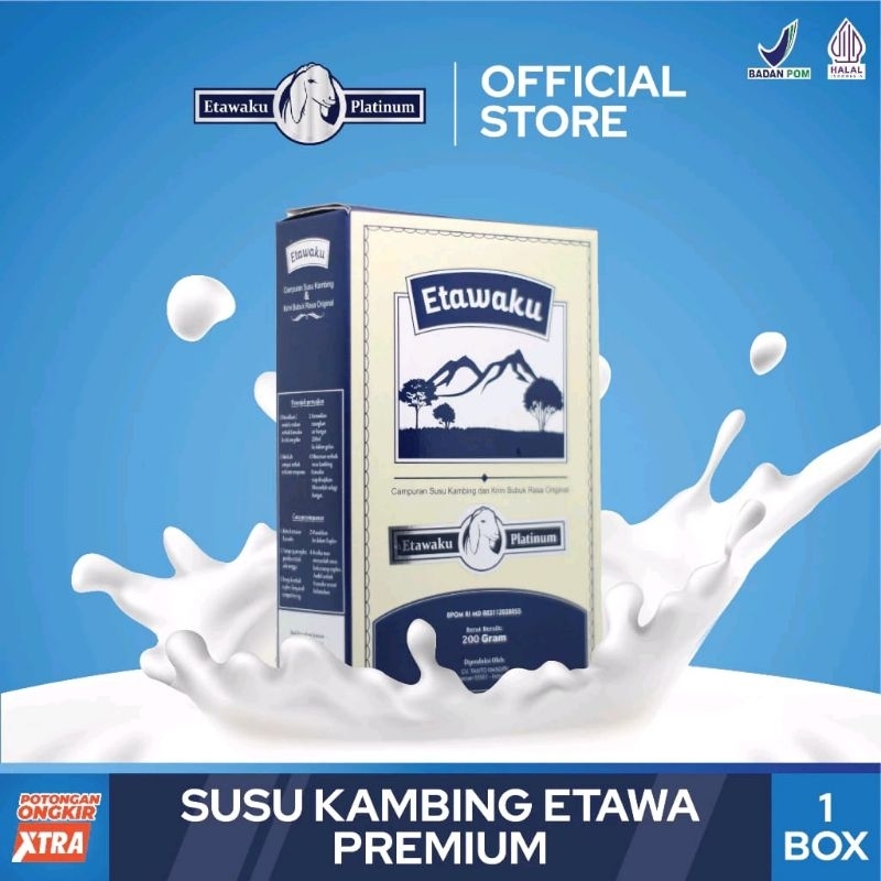 

1 Box Etawaku Platinum - Susu Kambing Etawa Murni + Krimer Bubuk yang Berkhasiat Tinggi Memiliki Kandungan Protein dan Vitamin