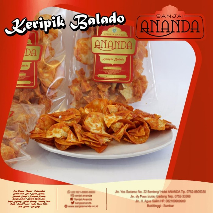 

Keripik Sanjai Balado 250gr Ananda Pedas Manis Dan enak Asli Bukittinggi / Sanjay Balado Padang