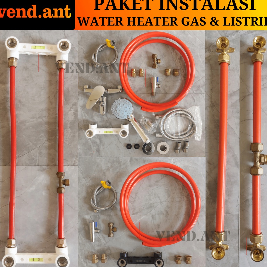 Paket Instalasi Luar Dalam Lengkap Kelengkapan Pemasangan Water Heater Gas Listrik