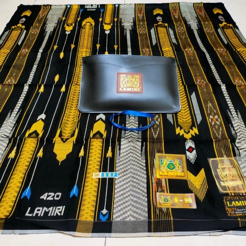 Sarung Lamiri 420 SGF Gold Full Sutra Double Full Songket Timbul Jahit Tengah ATBM (COD)