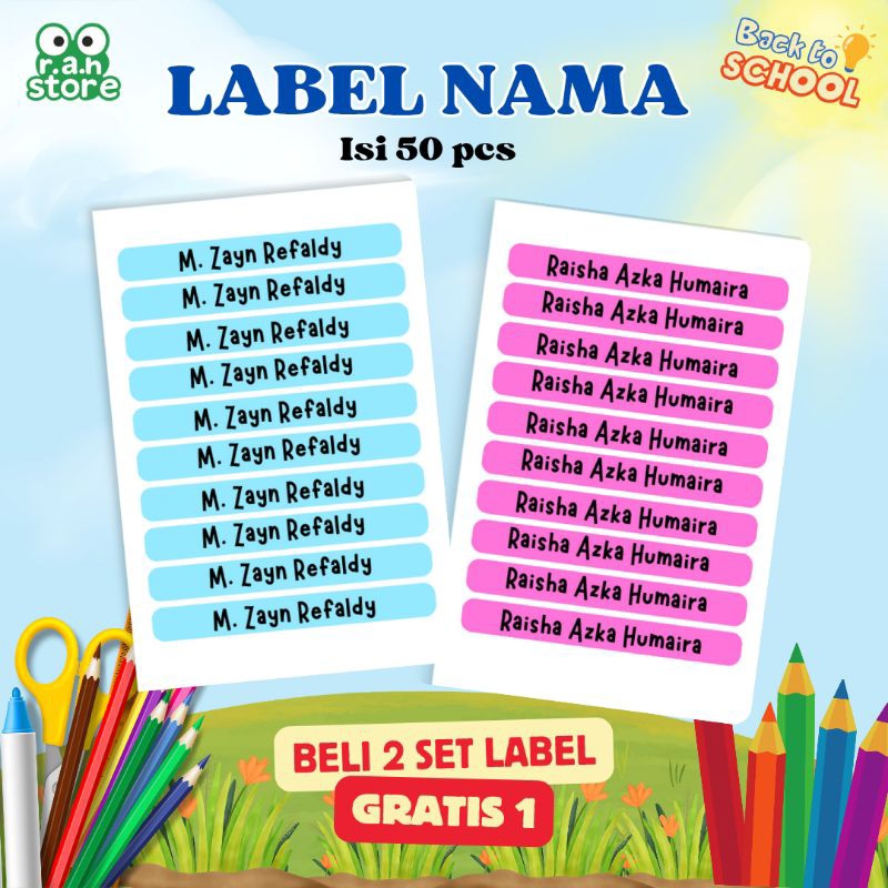 

BELI 2 GRATIS 1 - STIKER LABEL NAMA / STIKER ALAT TULIS