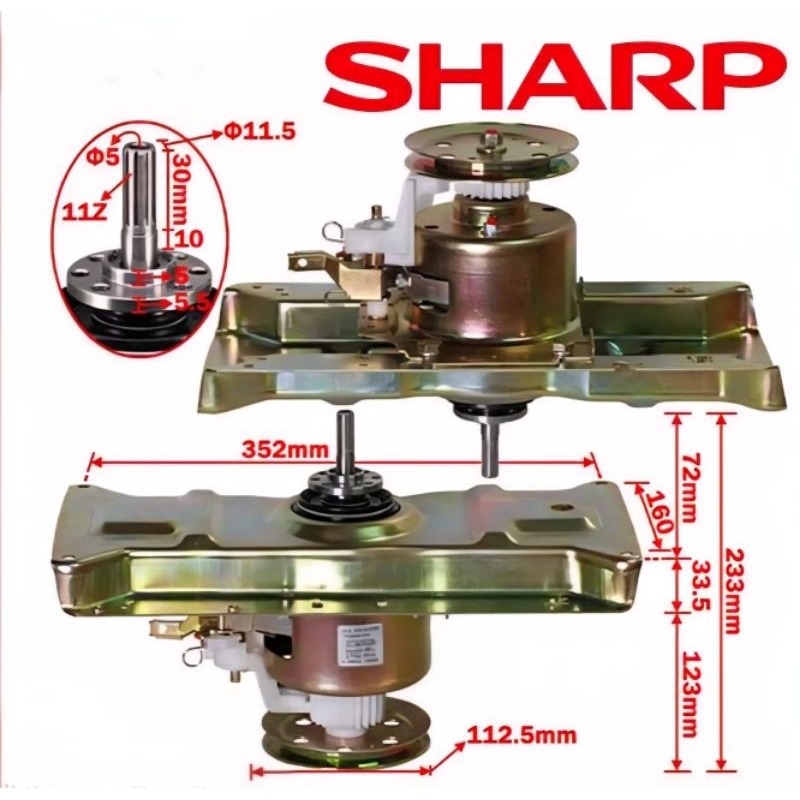 gearbox mesin cuci sharp 1 tabung 7kg 8kg 9 10kg 11 12kg 13 14kg 15kg 16kg gear box girbox gir box
