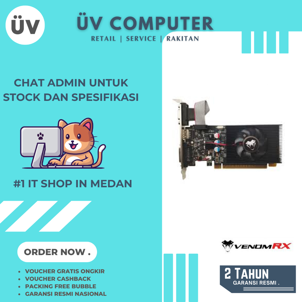 VGA Card Nvidia Geforce | VenomRX Venom-RX GT730 GT-730 4GB DDR3 | 1 Satu Fan | Garansi 2 Tahun