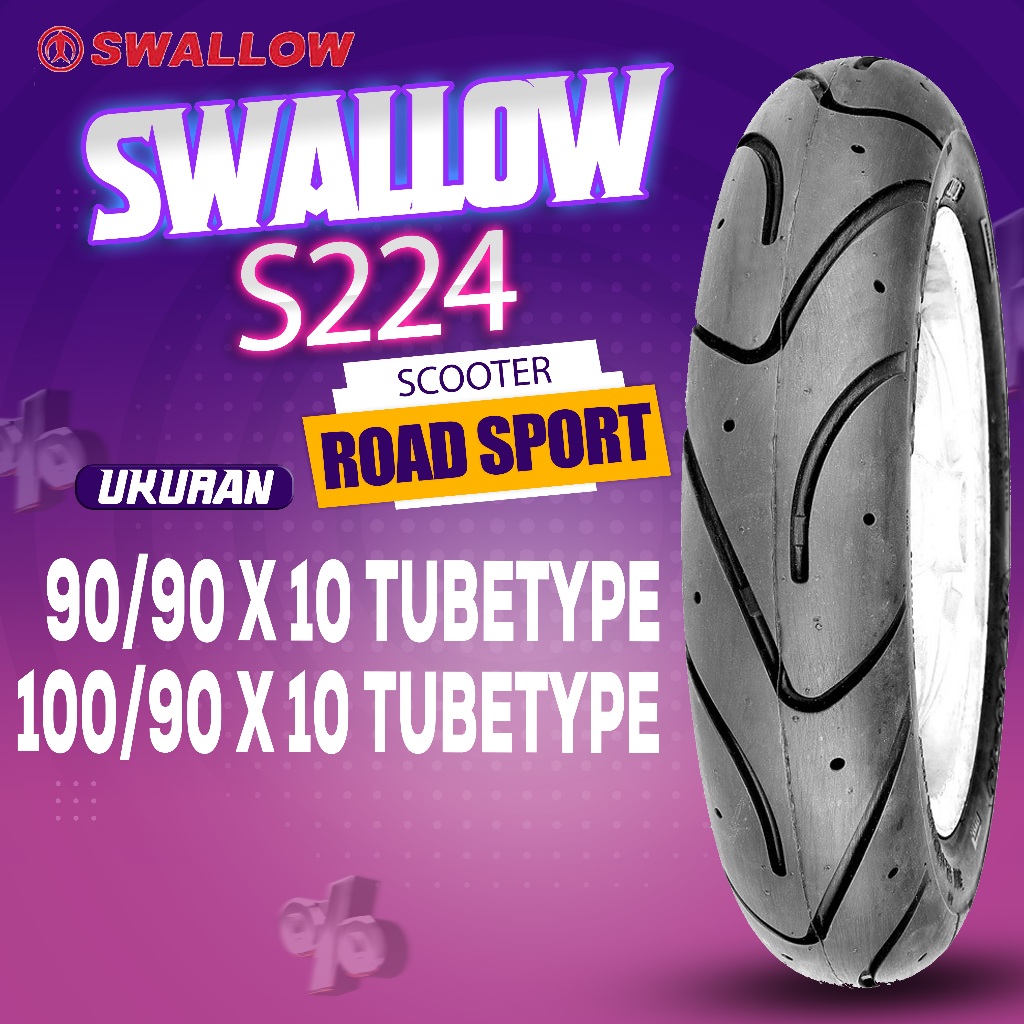 BAN LUAR SWALLOW VESPA S 224 RING 10 TUBELESS GORILLA MONKEY VESPA PIAGGIO ZIP TUBELESS