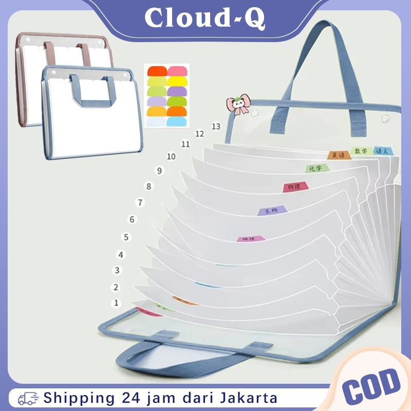 

Tas Tote Map File Transpara / 13 Lapisan Penyimpanan / A4 File Folder