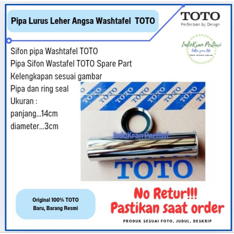 Pipa Lurus Leher Angsa TOTO/Pipa Lurus TOTO untuk pembuangan wastafel TOTO/Pipa Sifon Wastafel TOTO/
