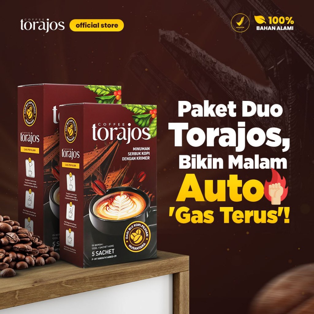 

Torajos - Kopi Penambah Stamina Pria Dengan ekstrak gingseng dan tongkat ali - paket 2 box