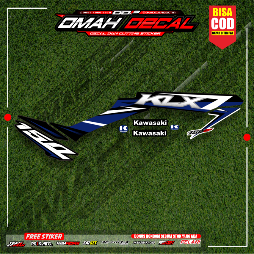 striping lis klx bf extrime 2016 biru putih original stripping klx bf g vinil transprant max decal