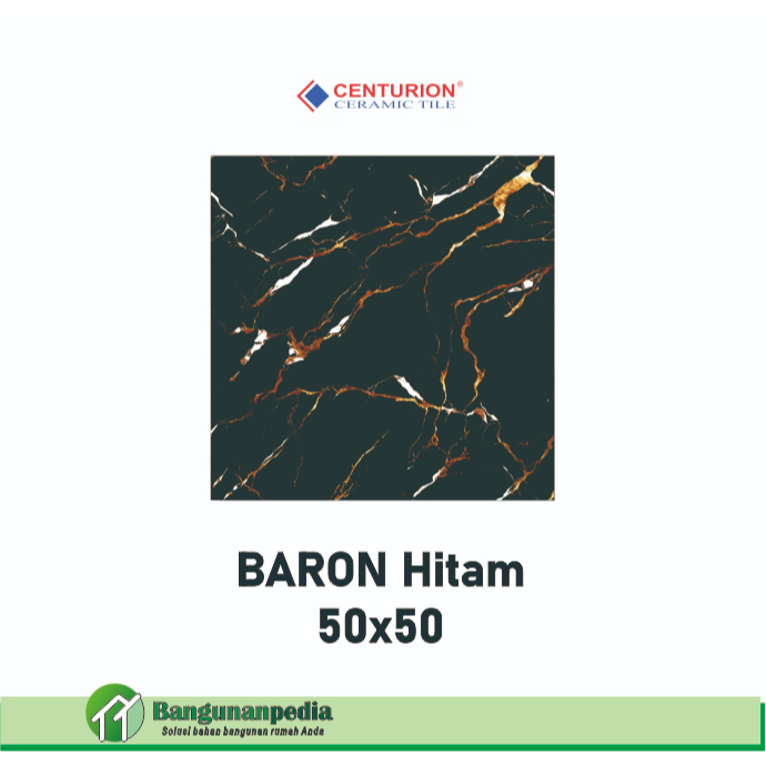 KERAMIK 50X50 HITAM CORAK MARMER URAT EMAS / BARON BLACK