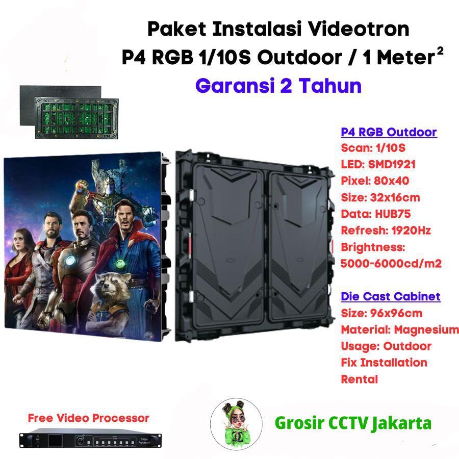 Paket LED Videotron P4 Outdoor Kabinet Cabinet Die Cast 96x96