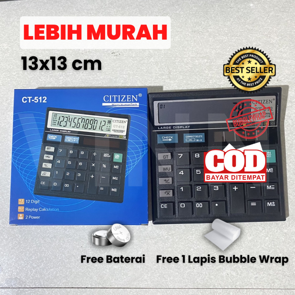 

Kalkulator Check CITIZEN CT 512 12 Digit - Dual 2 Power // Calculator - Kalkulator Sekolah - Kalkulator Kantor - Kalkulator Dagang CT512