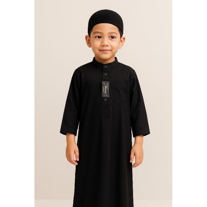 Baju Koko Anak Jubah Anak Gamis Anak Baju Koko Muslim Lengan Panjang Koko Anak laki-laki Jubah Hitam