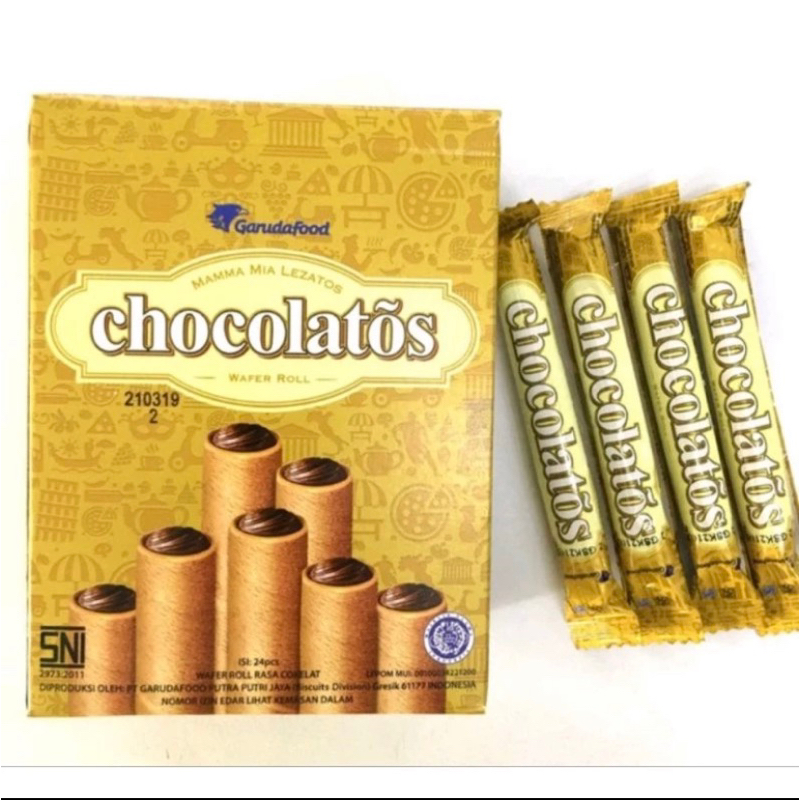 

Chocolatos Wafer Roll 1 Box Isi 24 pcs