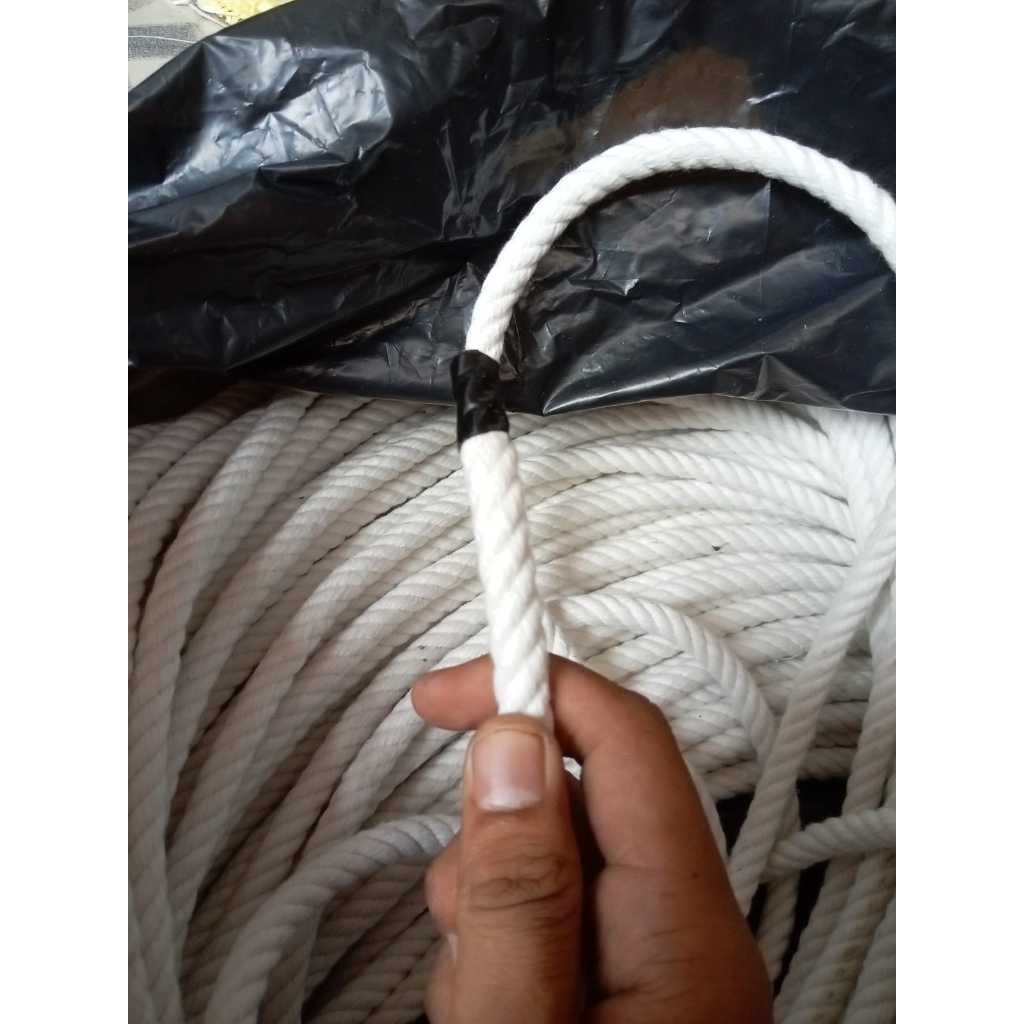 

1 Roll Tali Tambang Kuralon 10mm 12mm Tali Tambang Kain Katun Putih Kuat