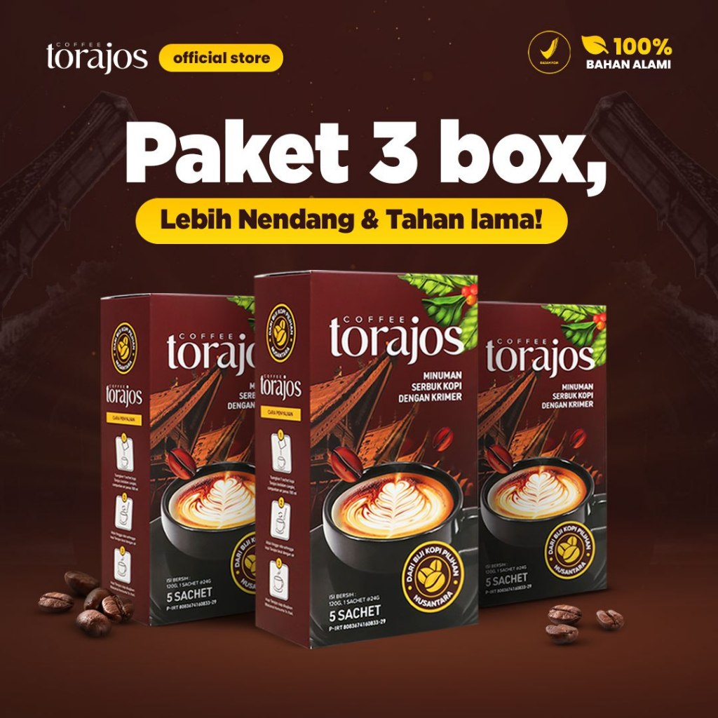 

Torajos - Kopi kuat stamina Pria Dengan ekstrak gingseng dan tongkat ali paket - 3 box