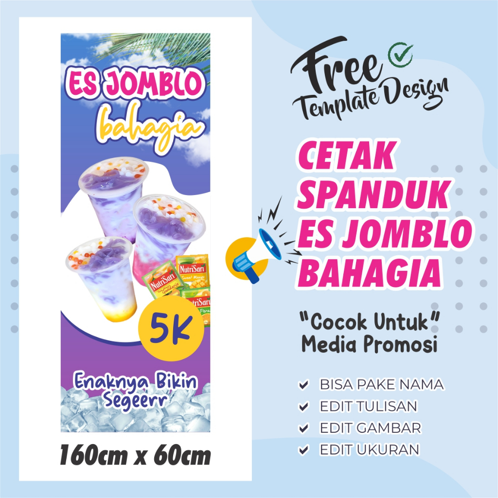 Banner Spanduk - Es Jomblo Bahagia - Custom Bisa Di Edit