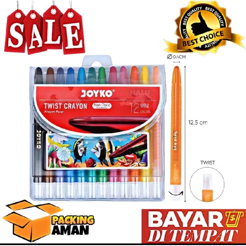 

Crayon putar isi 12 warna pendek dan panjang
