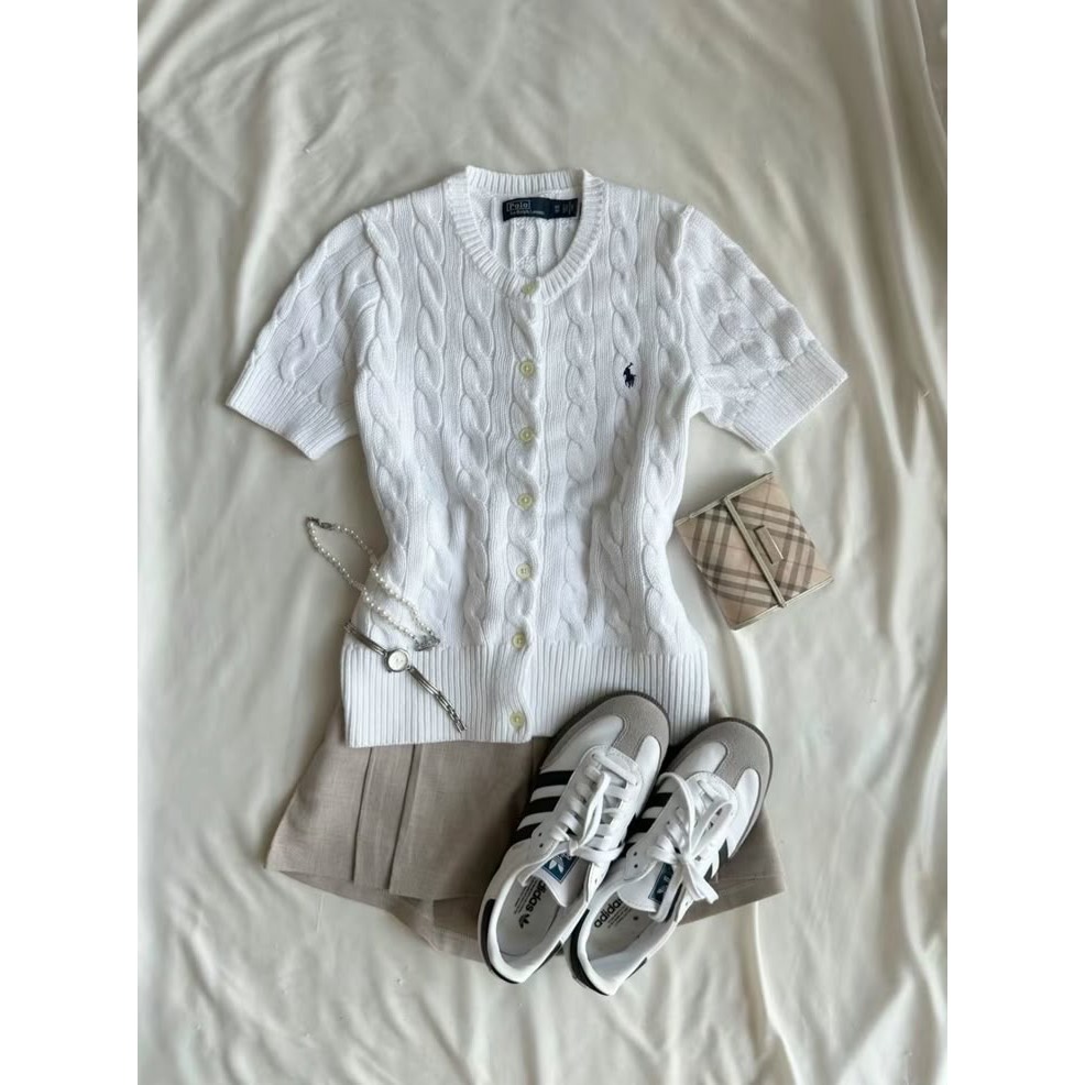 Polo RL Shortsleeved knit twill cardigan top | Lengan pendek rajut