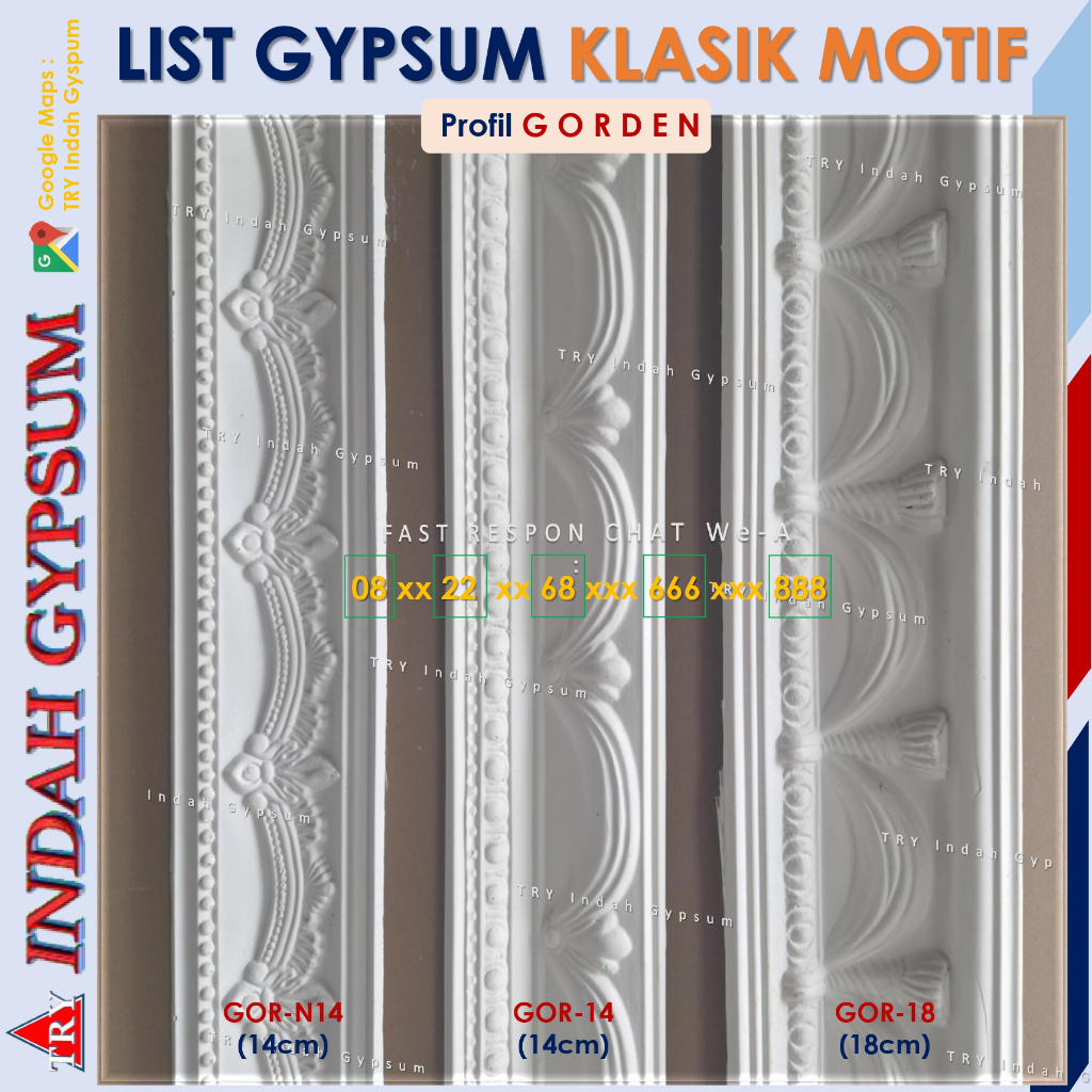 List Plafon Gypsum KLASIK motif GORDEN 14cm 18cm - Original TRYINDAH