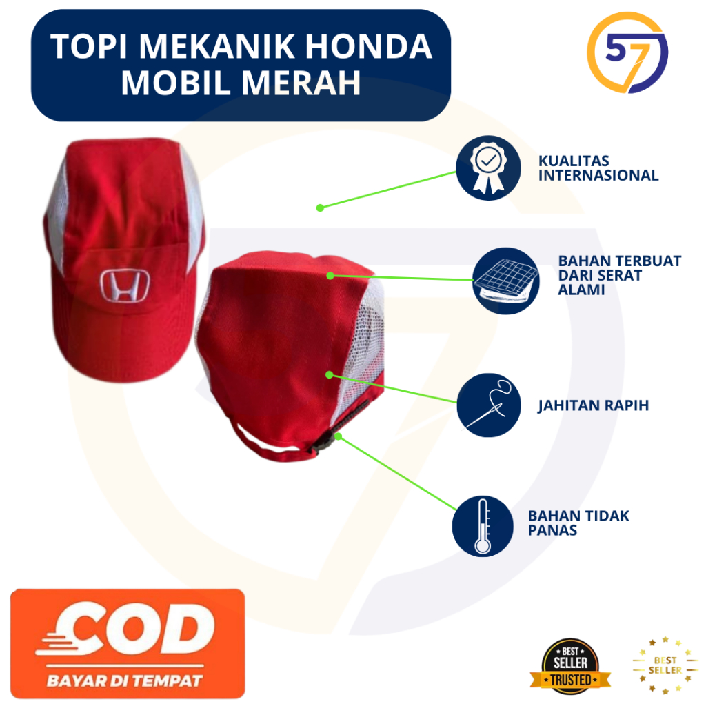 Topi Honda Mobil | Topi Mekanik Honda | Topi Honda Mobil | Topi Kerja Pria | Topi Honda Mobil Merah