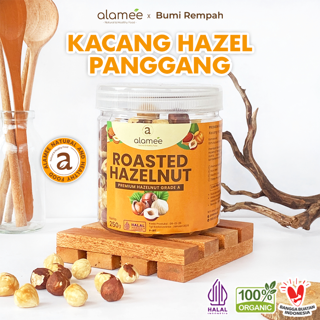 

ALAMEE Kacang Hazelnut Panggang Hazelnut Roasted Cemilan Sehat Rendah Kalori Kacang Kemiri 250gr