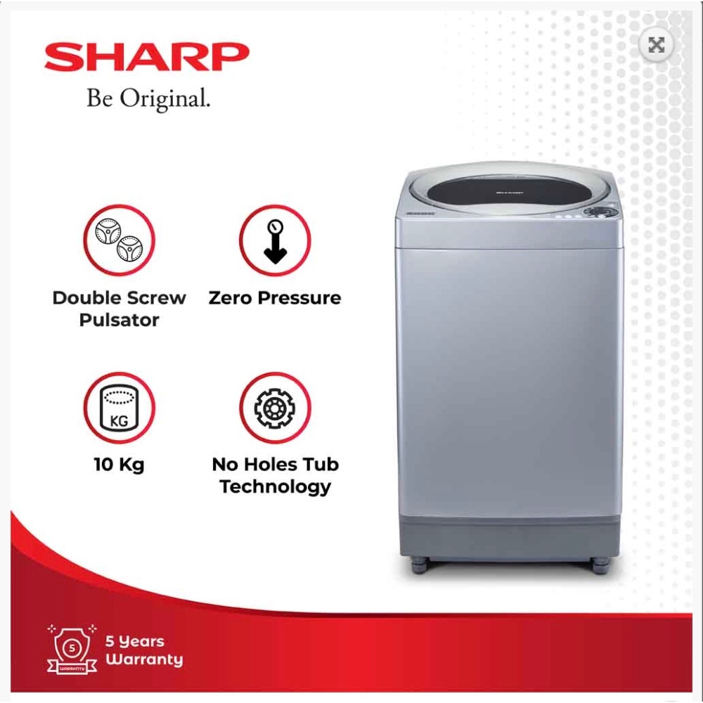 SHARP MESIN CUCI 1 TABUNG TOP LOAD WASHER SHARP MESIN CUCI 1 TABUNG TOP LOAD WASHER ESM1008TSAKSHARP