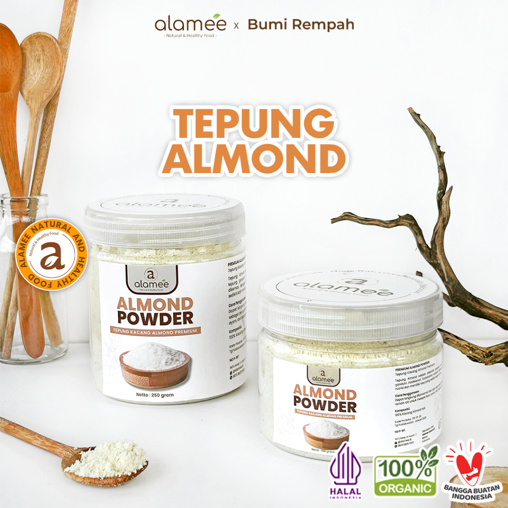 

ALAMEE Tepung Almond PREMIUM Bubuk Almond Powder Almond Flour Tanpa Campuran Gluten FREE 250gr