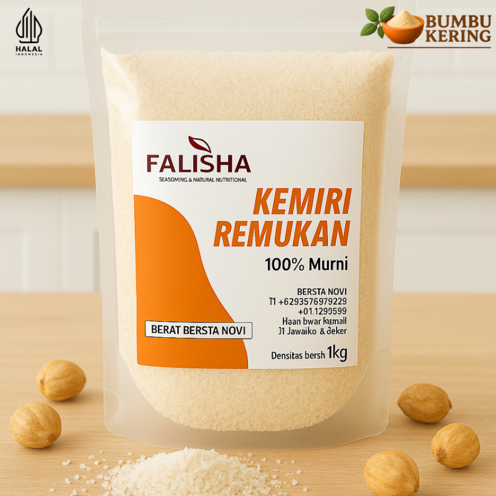 

Bumbu Kering - Bubuk Menir Kemiri Remukan Murni 1Kg Serbuk Rempah Dapur Asli