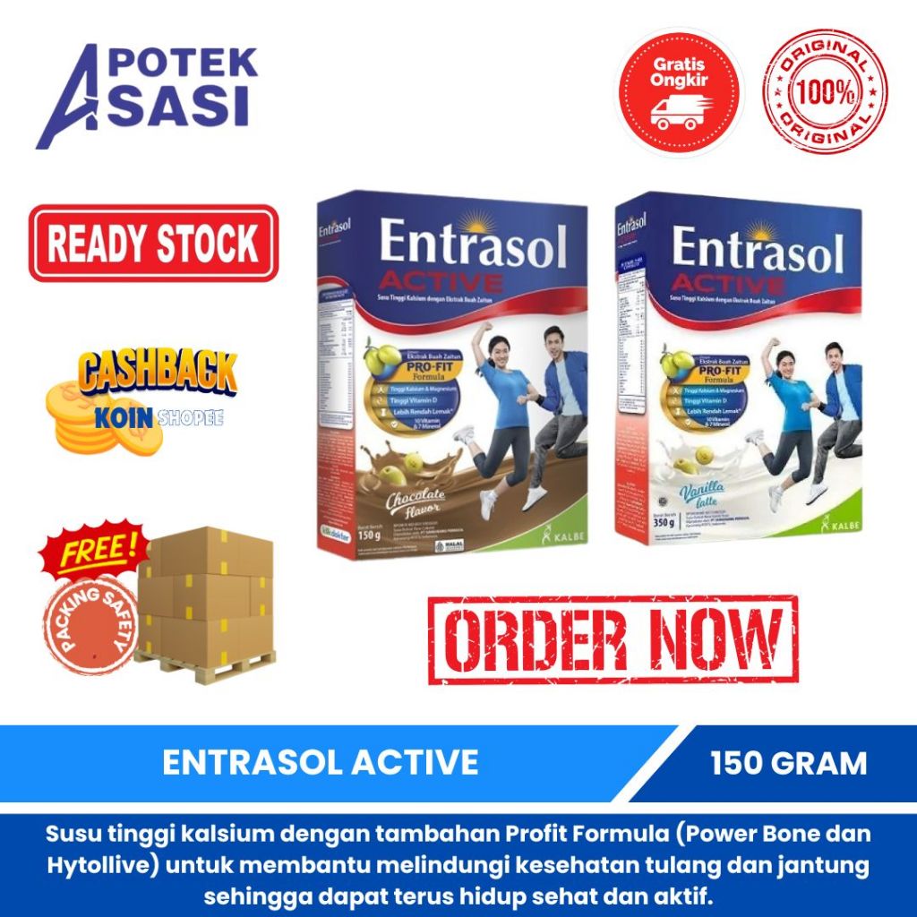 

ENTRASOL ACTIVE COKLAT DAN VANILA LATTE 150 GR BOX