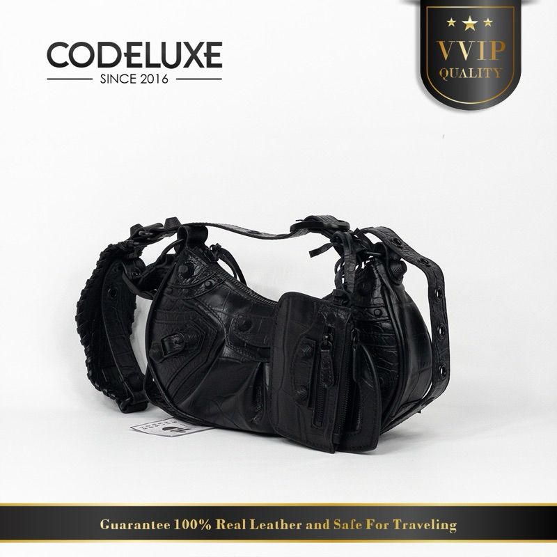 Le Cagole XS Bag Black Croco BHW