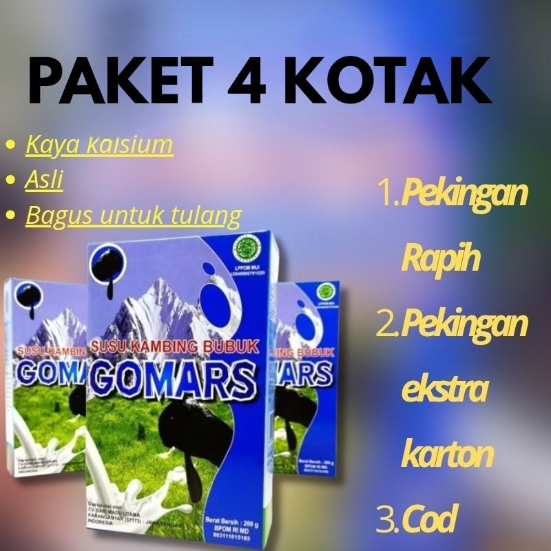 

SUSU ETAWA GOMARS (pilih 4 kotak bayar 100.000)Gomars Susu Kambing