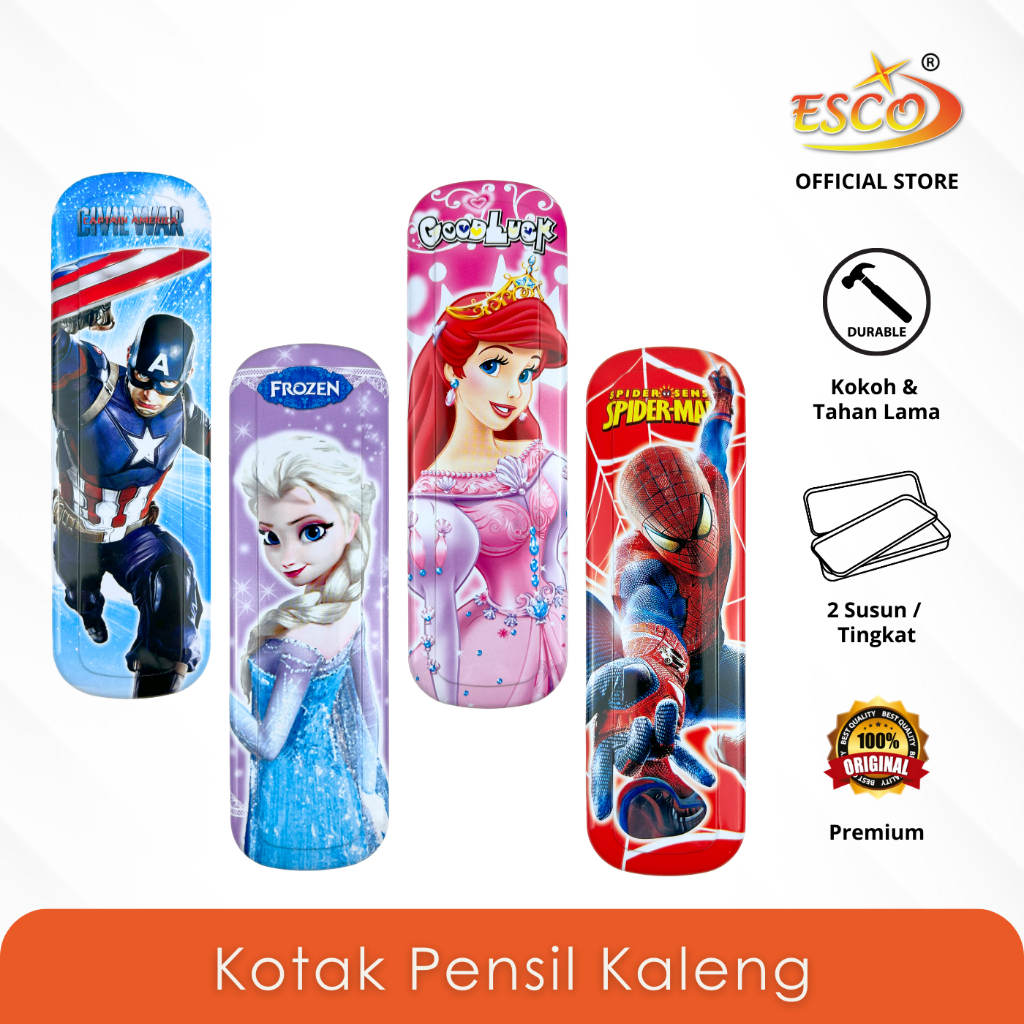 

Esco Kotak Pensil Kaleng 2 Tingkat / Tempat Pensil Pena Fancy Disney / Metal Pencil Case PC-F-56