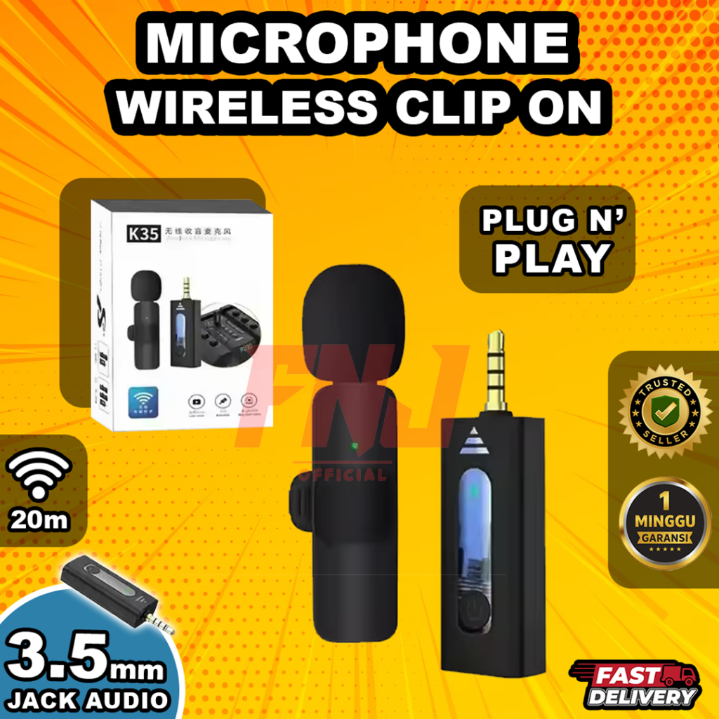 Mic Clip On Wireless Microphone Jepit - Mic Tanpa Kabel Youtuber Vlog Iphone Android IOS Banyak Type