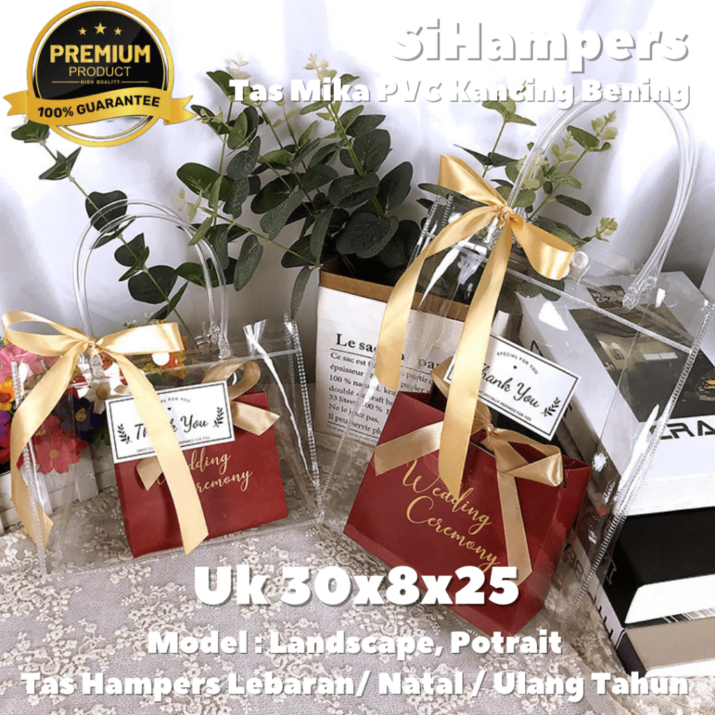 

(GROSIR 10 BUAH) Goodie Bag Tas Mika Kancing 30x8x25 Hampers Tote Bag Gift Premium Quality Lebaran