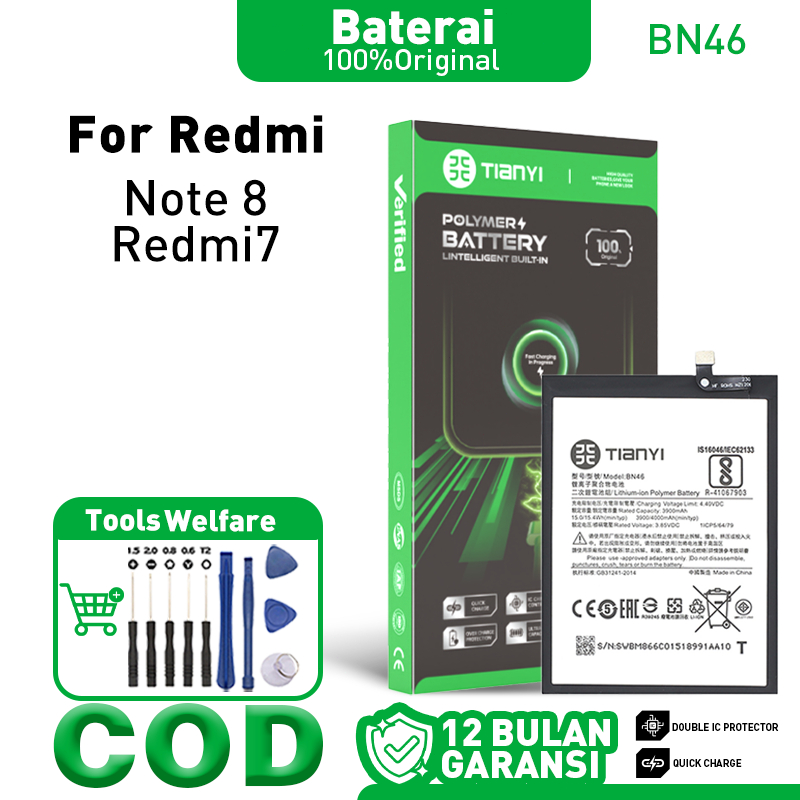Baterai Redmi 7 Batre For Redmi Note 8 Batere BN46 Batrai ORIGINAL 100% Garansi 12 bulan Hp Batrei B