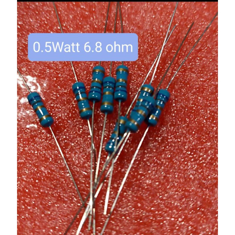 10BUAH RESISTOR SETENGAH WATT 6R8 OHM 0.5W 6.8OHM 0.8 OHM