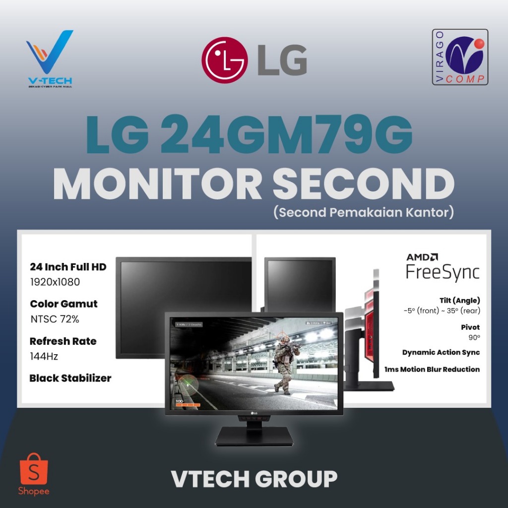 LG Monitor Second 24GM79G (Bekas Pemakaian Kantor )