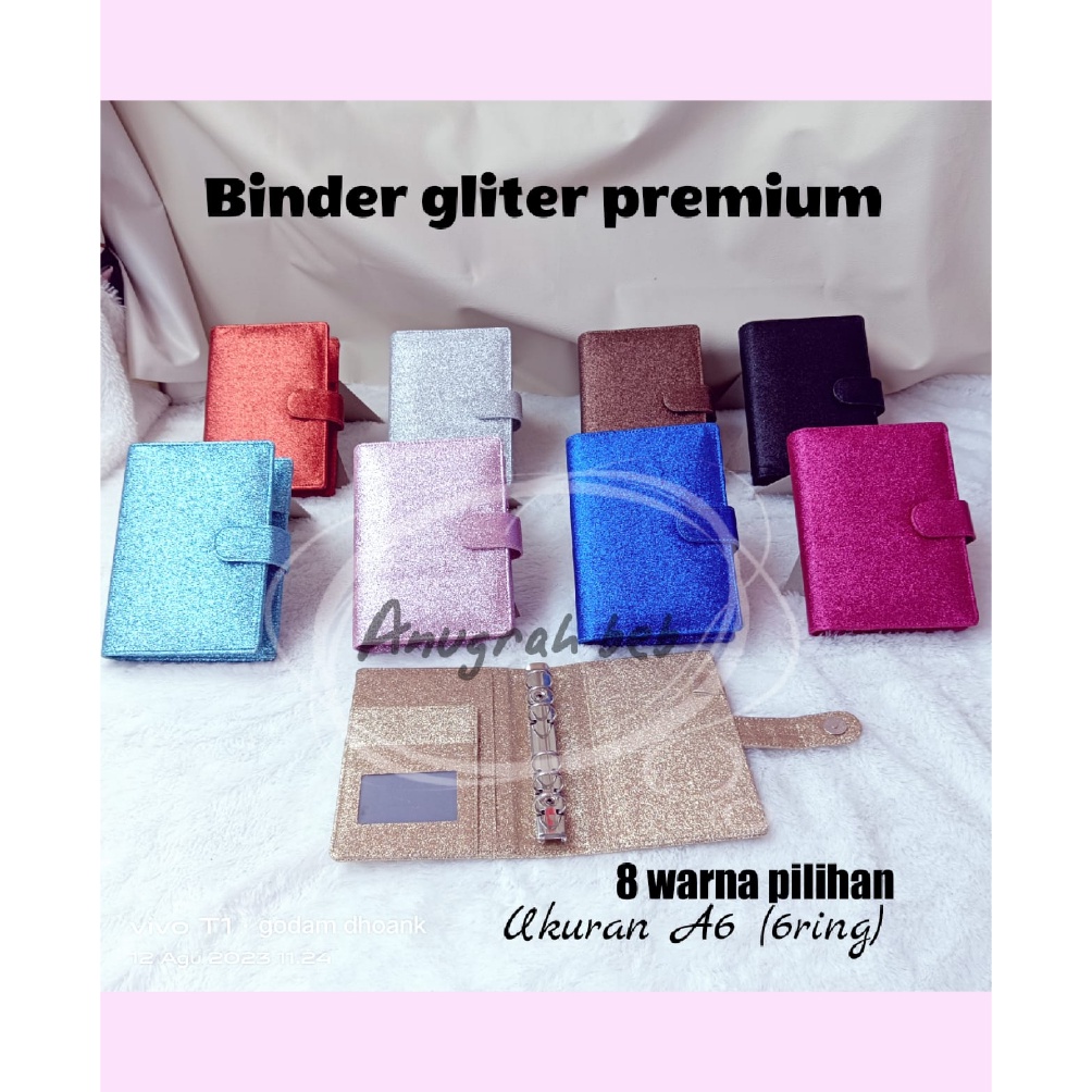 

KODE Y66L binder polos gliter 1warna a6 6ring binder keuangan binder murah
