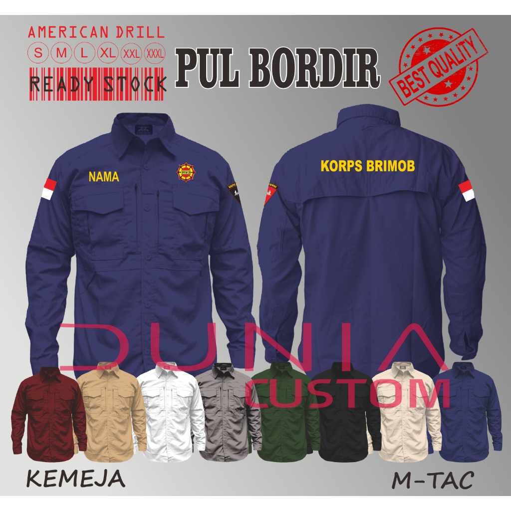Kemeja Tactical M-TAC Kemeja Tactical Outdoor Kemeja Lapangan Kemeja Tactical Bordir KORPS BRIMOB