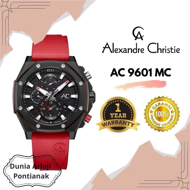 DUNIA ARLOJI PONTIANAK AC 9601 Jam Tangan Pria Anti Air Original  Alexandre Christie Rubber Quartz W