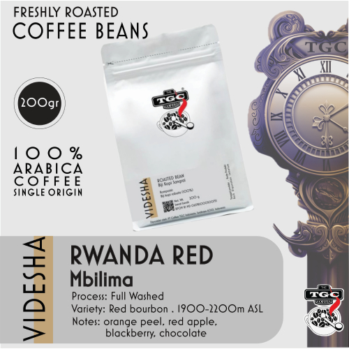 

Biji Kopi TGC, Rwanda Red Bourbon 200gr, Arabica Coffee, 100% kopi murni