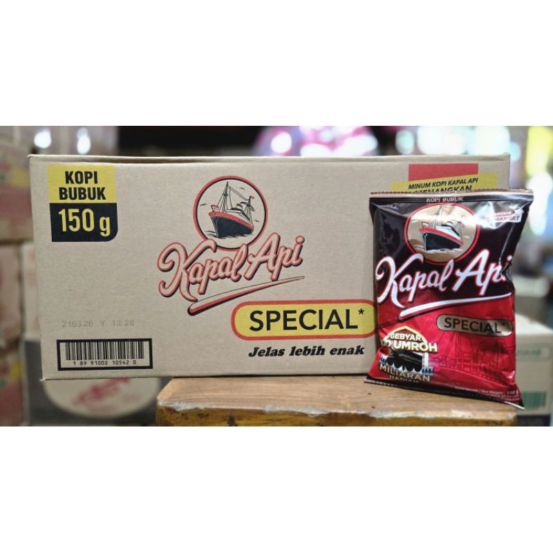 

kopi kapal api special tanpa gula isi 150g perdus 20 bungkus