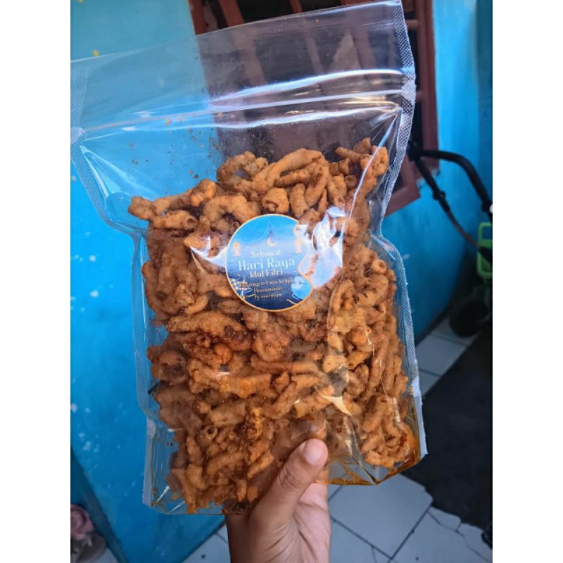 

Keripik Usus Krispy Pedas Daun Jeruk 500gram