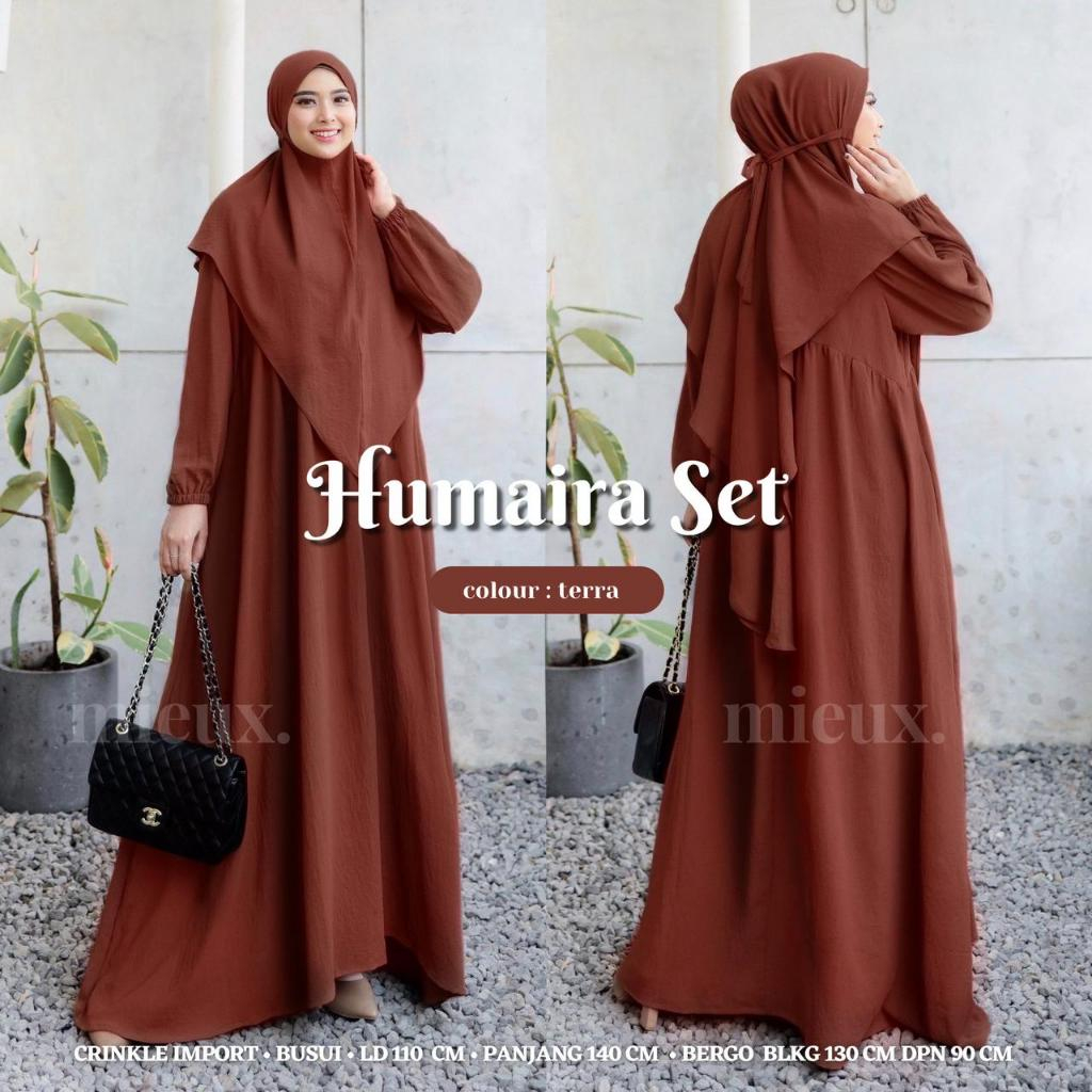 ASHIRA - Humaira - Gamis Set Hijab Bahan Crinkle Import - Gamis Busui Friendly