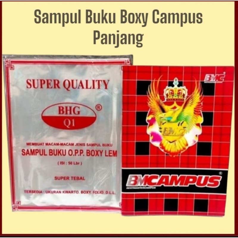 

1 Pak Sampul Buku Boxy Pastik Isi 50 Lembar ( Ukuran Kwarto & Campus )