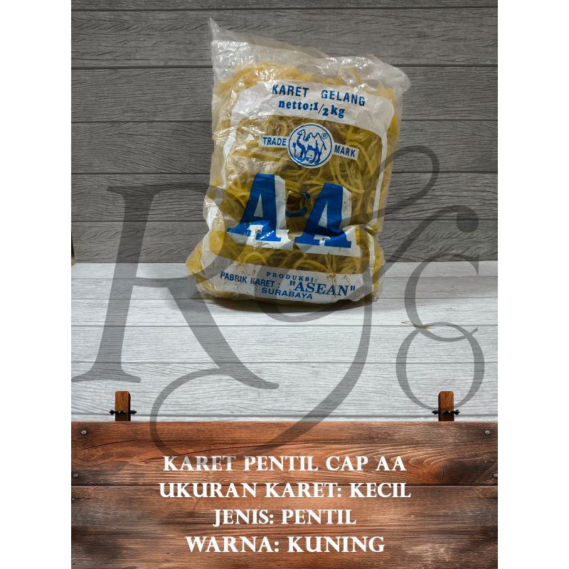 

karet pentil cap AA ukuran karet kecil warna kuning berat 1/2 kg