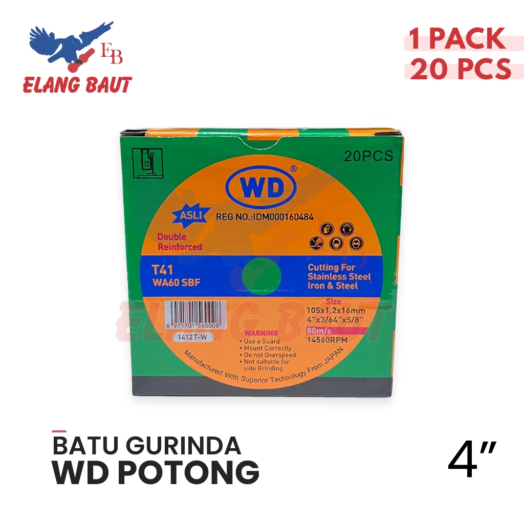 WD Batu Gerinda Potong 4" x 1.2mm DUS (20 PCS) / WD Batu Potong 4 Inch DUS