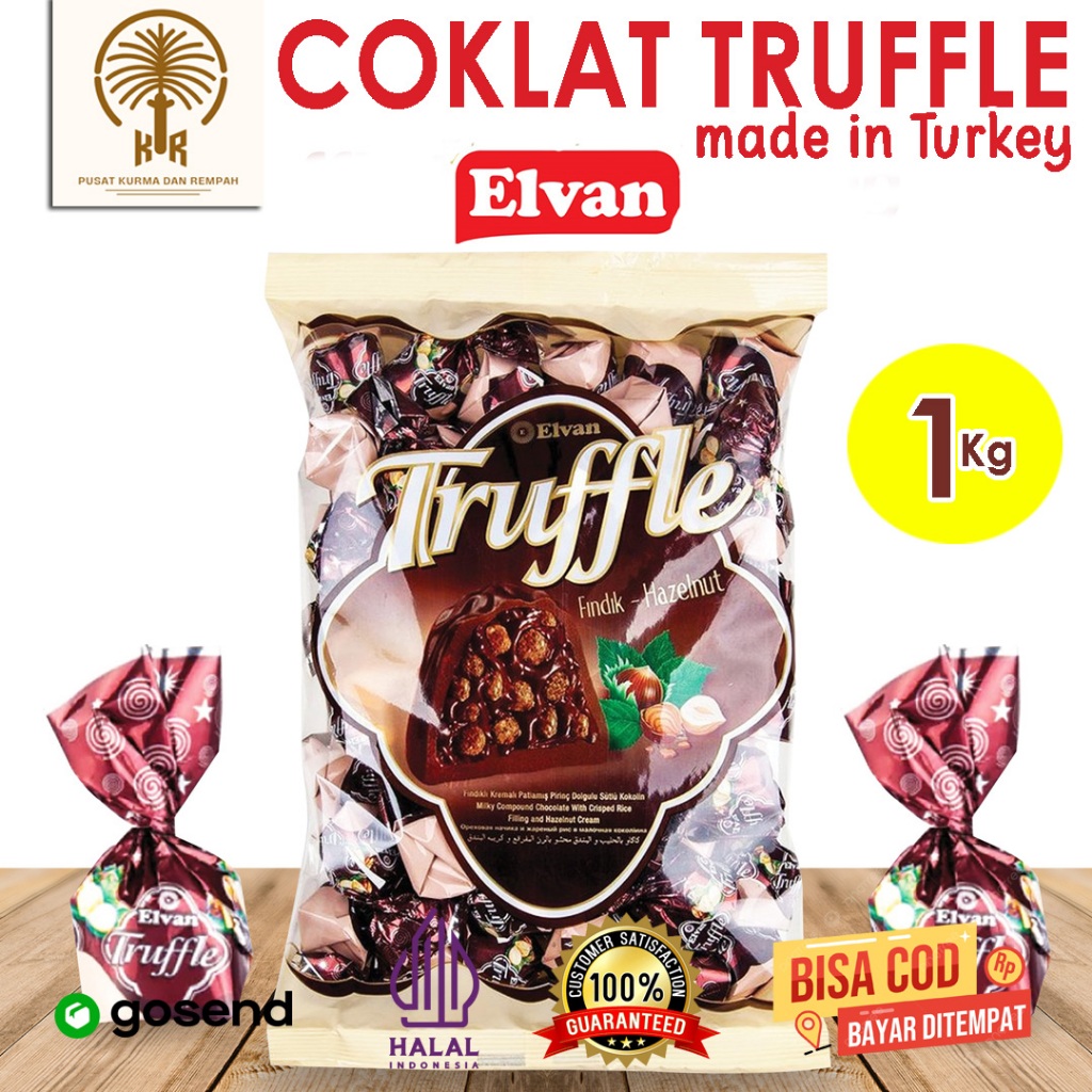 

Coklat Truffle Turki 1kg - Elvan Truffle Hazelnut Flavored Creamy Milk Chocolate
