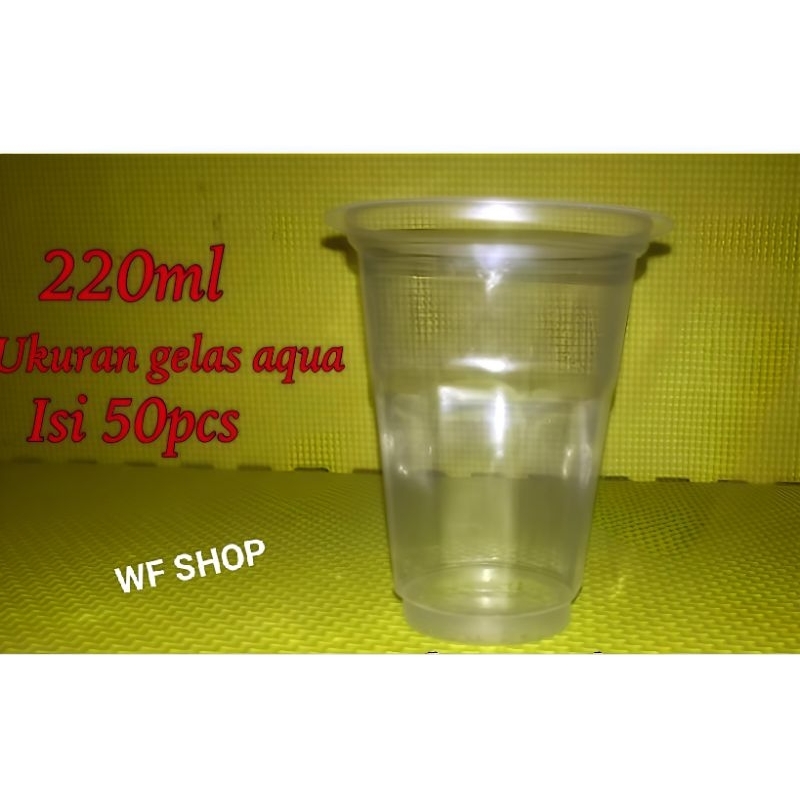 Isi 50pcs gelas 220ml 160ml 120ml plastik cup bening es ice crim krim ukuran aqua